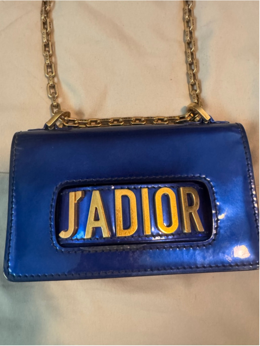 Women's Christian Dior Blue Patent Leather J'ADIOR Crossbody Bag One Size
